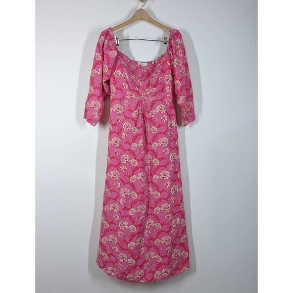 A.L.C. Dresses & Skirts - A.L.C. Calley Pink Floral Off The Shoulder Midi Dress Size 12 Preowned FLAWS